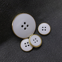 4 Holes Plastic Button with Metal Rim